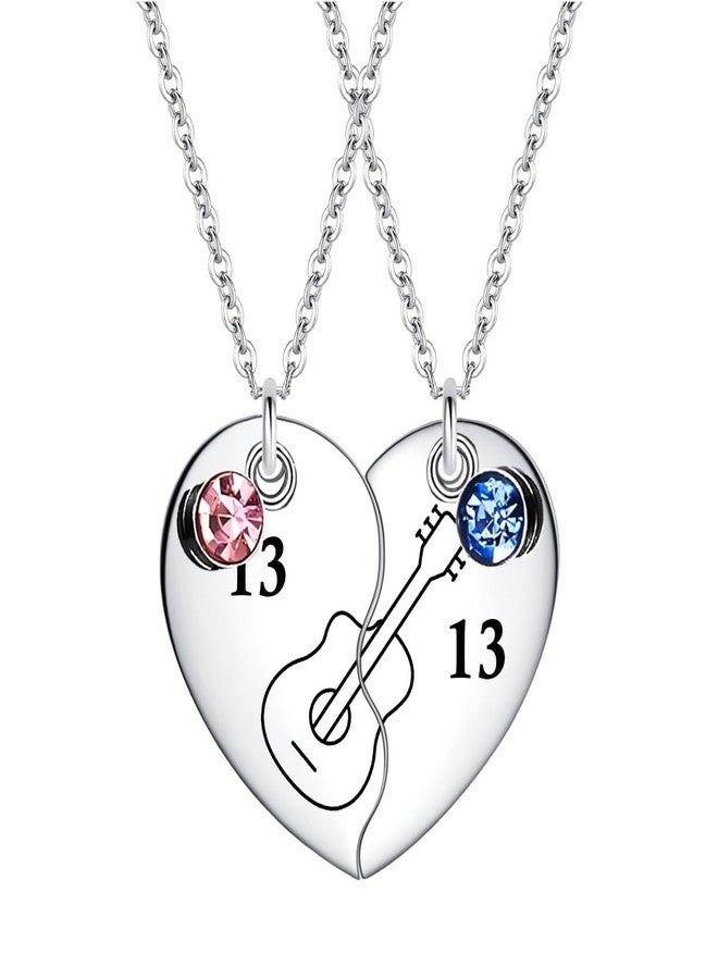 Lezmoii Friendship Necklace Gifts Matching Taylor Guitar Heart Pendant Best Friend Necklace BFF Necklace for 2 Women - Image 1